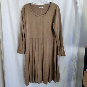 Calvin Klein Women's Brown 3/4 Sleeve Knit Sweater Dress Large